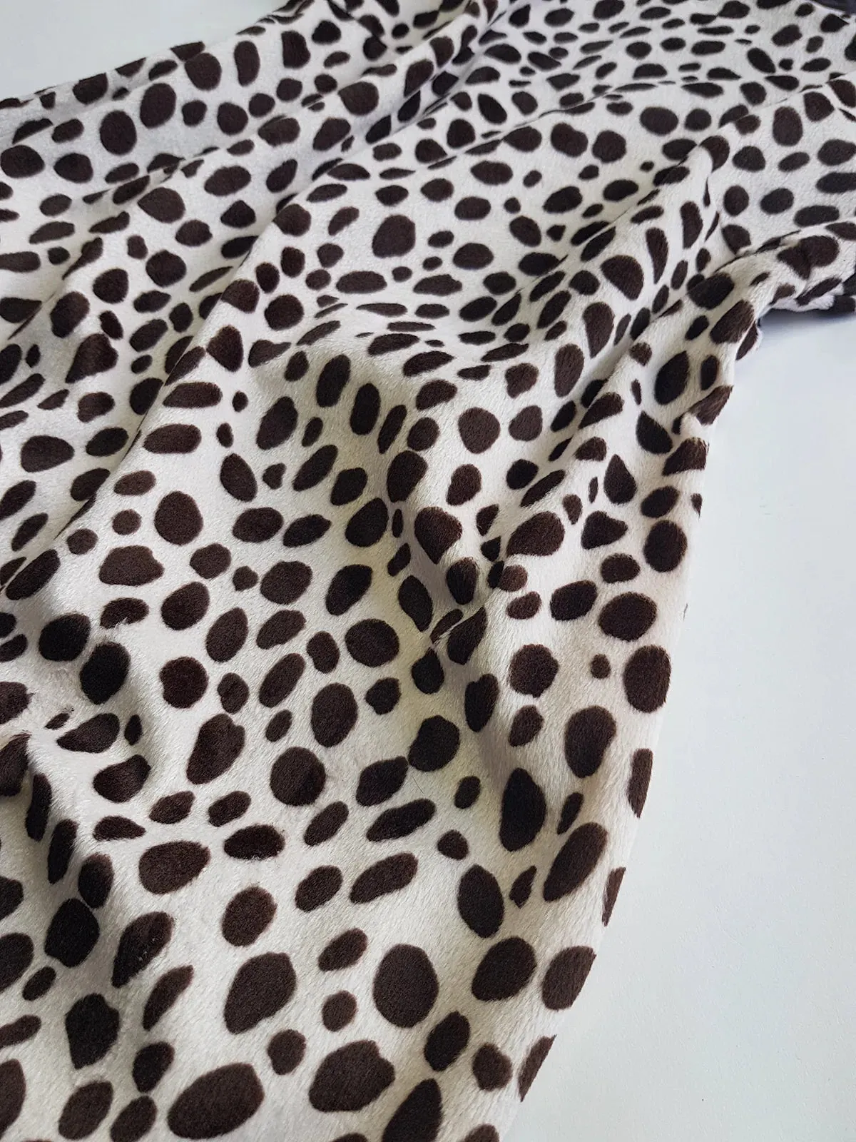 90s Chocolate & Creme Faux Pony Hair Animal Print Mini Dress - Beautifully Soft & Fully Lined in Chocolate