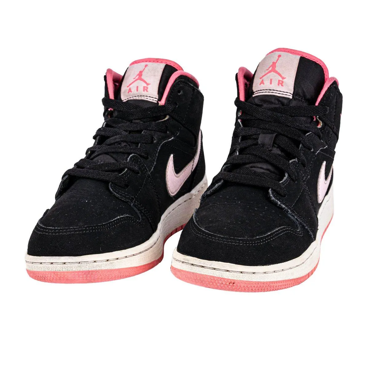 Air Jordan 1 Sneakers Nubuck Leather Black Colour For Kids