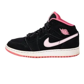 Air Jordan 1 Sneakers Nubuck Leather Black Colour For Kids