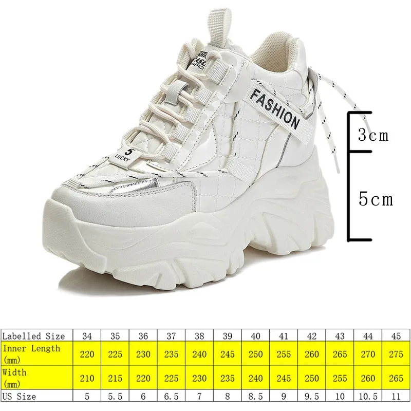 Amozae  2024 Women Casual Shoe Genuine Leather 8Cm Platform Wedge Sneakers Chunky Shoes Women Fashion Sneakers Spring Summer Shoes