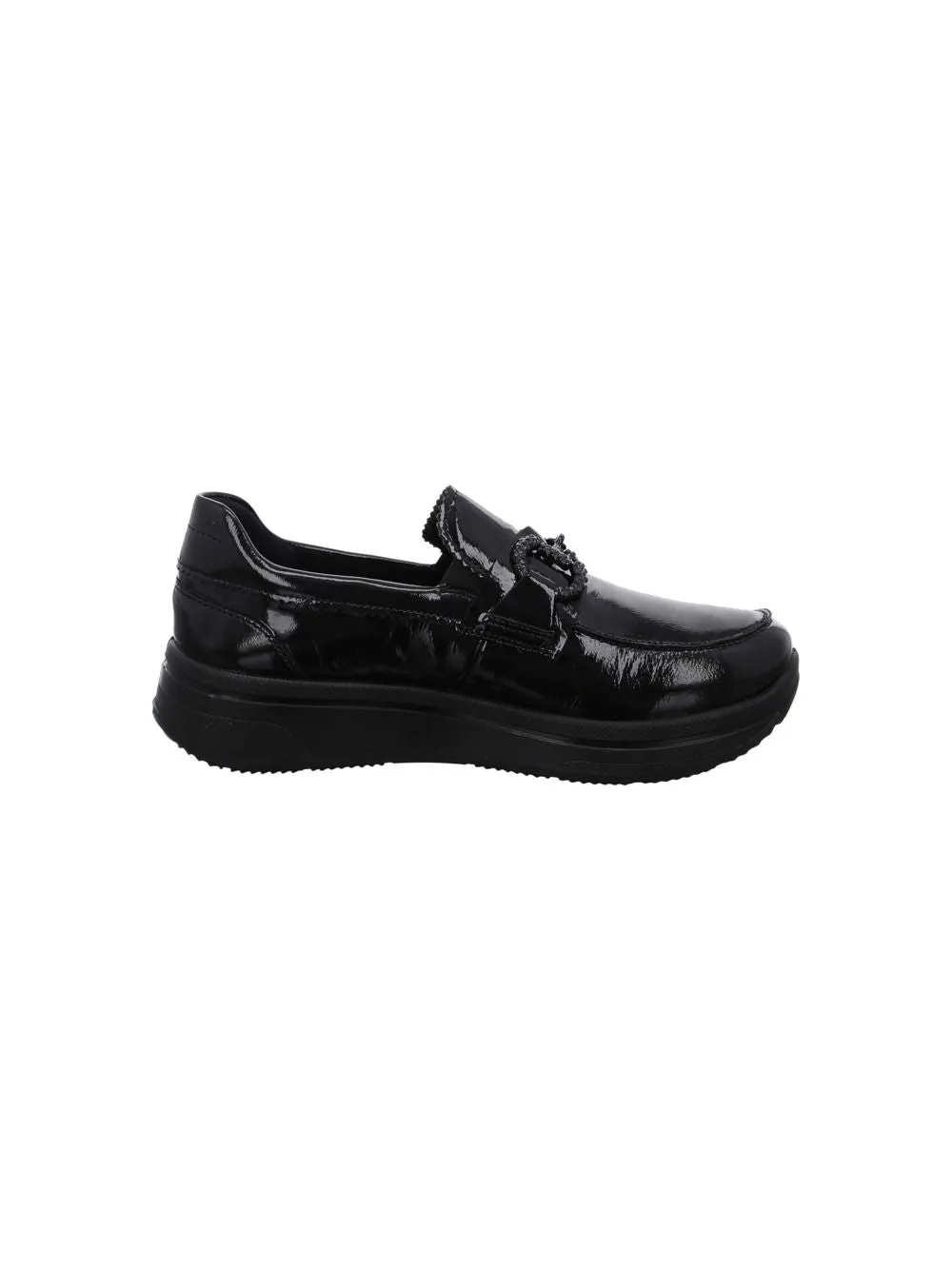 Ara Sappora Black Patent Slip On Shoe - Wide Fit