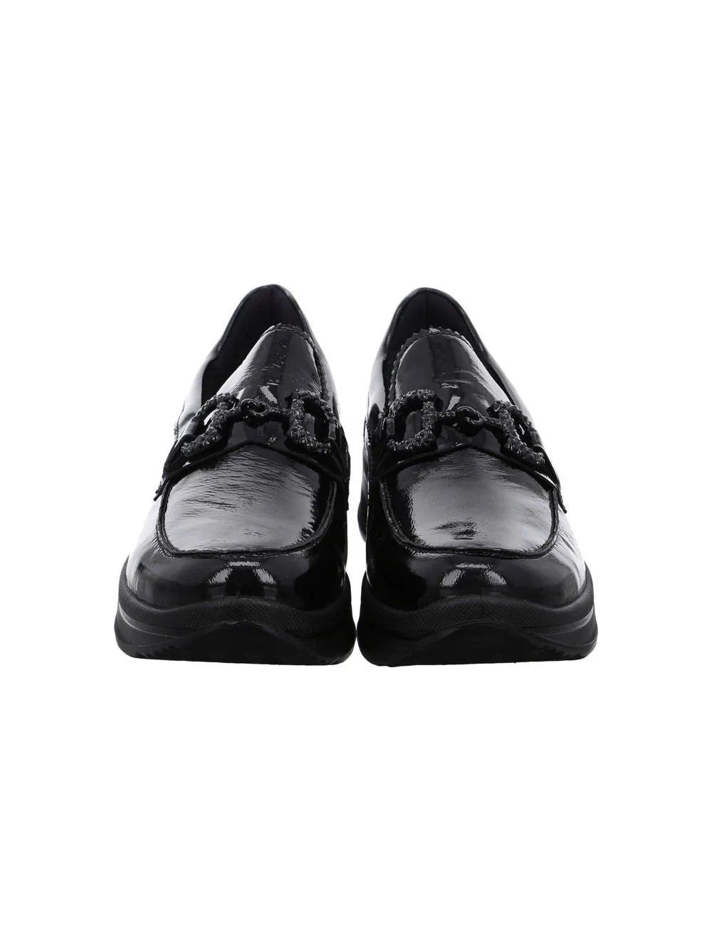 Ara Sappora Black Patent Slip On Shoe - Wide Fit