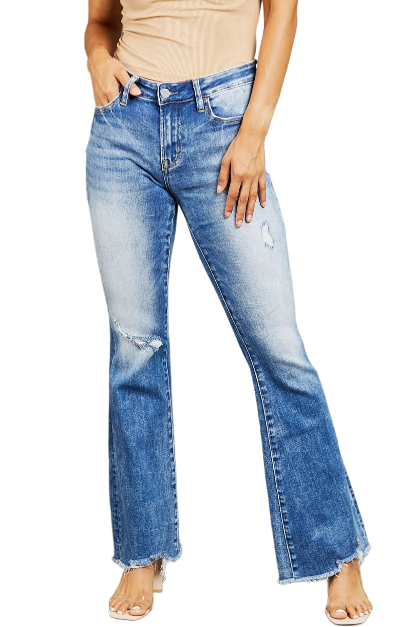 BAYEAS Izzie Mid Rise Bootcut Jeans