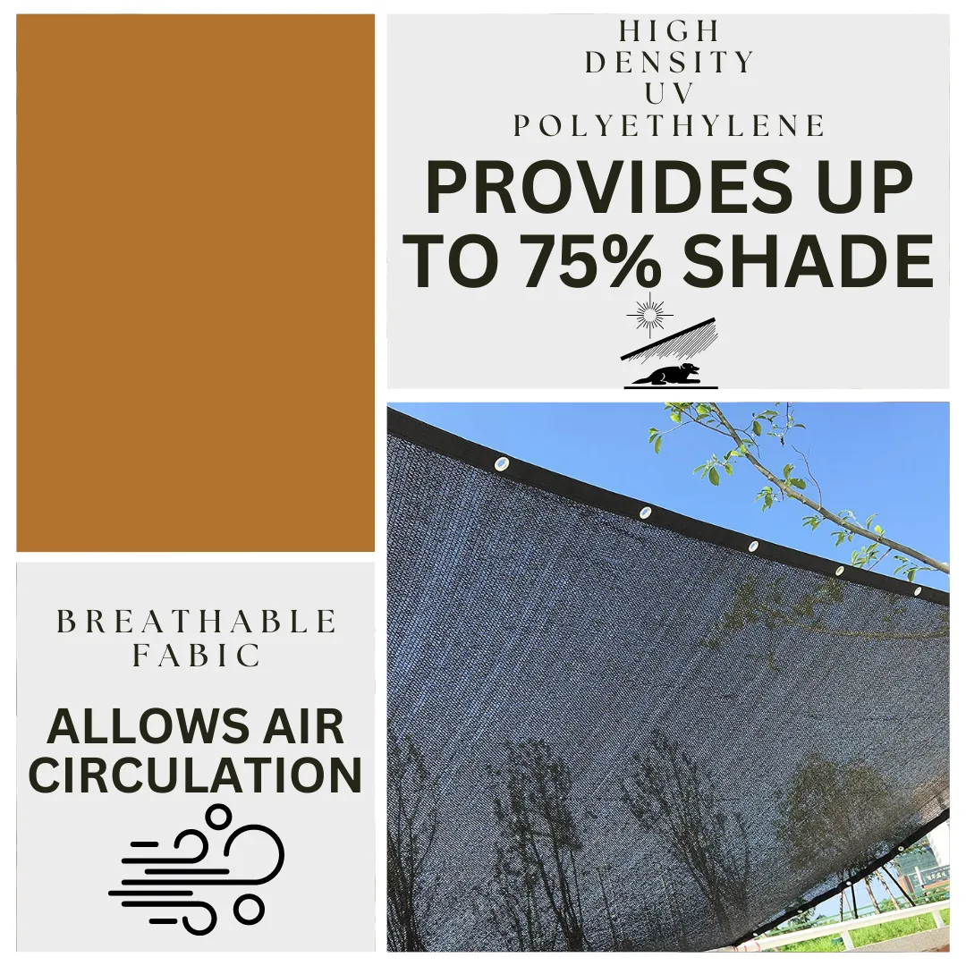 Black Sunshade Net | 3' x 4' Black HDPE | UV Protection | Breathable Knitted Fabric | Reinforced Grommets | Versatile Outdoor Use