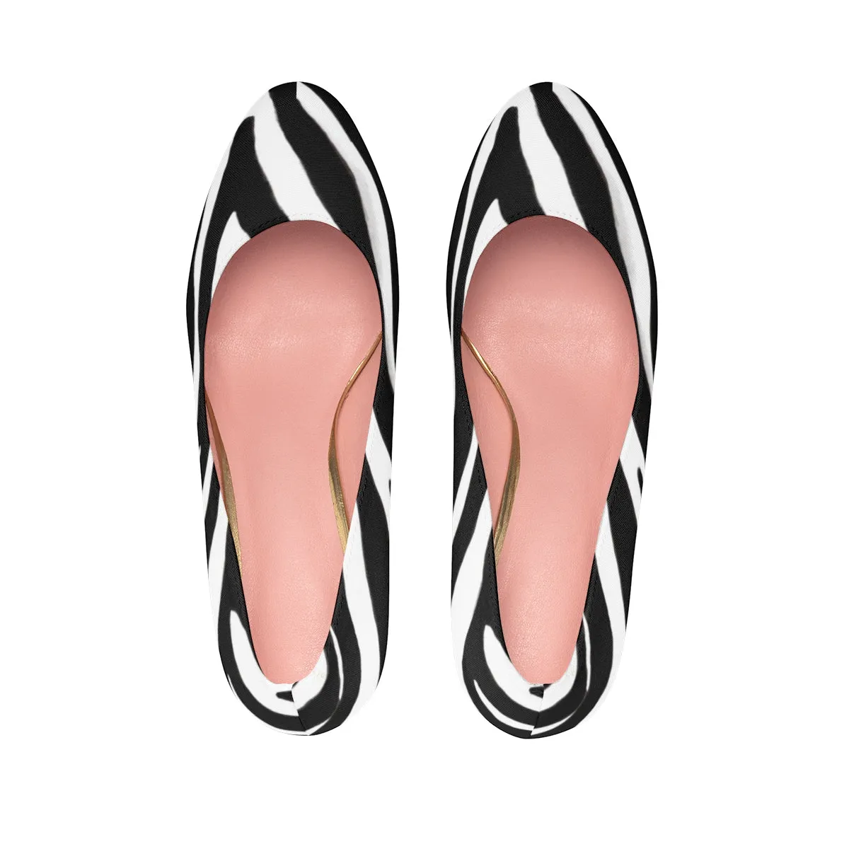 Black Zebra Women's Heels, White Stripe Animal Print 4 inch Platform Pumps Stilettos Shoes