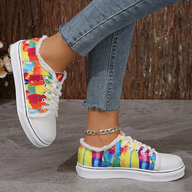 Casual Patchwork Frenulum Printing Round Comfortable Out Door Shoes