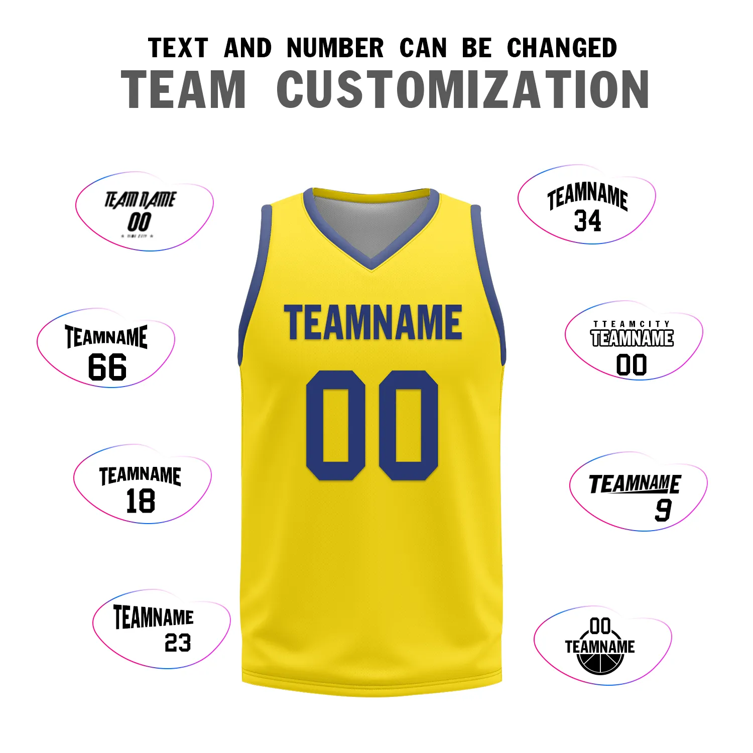 Custom Blue Yellow Classic Style Reversible Basketball Uniform Personalized Ordinary BBJR-D017003