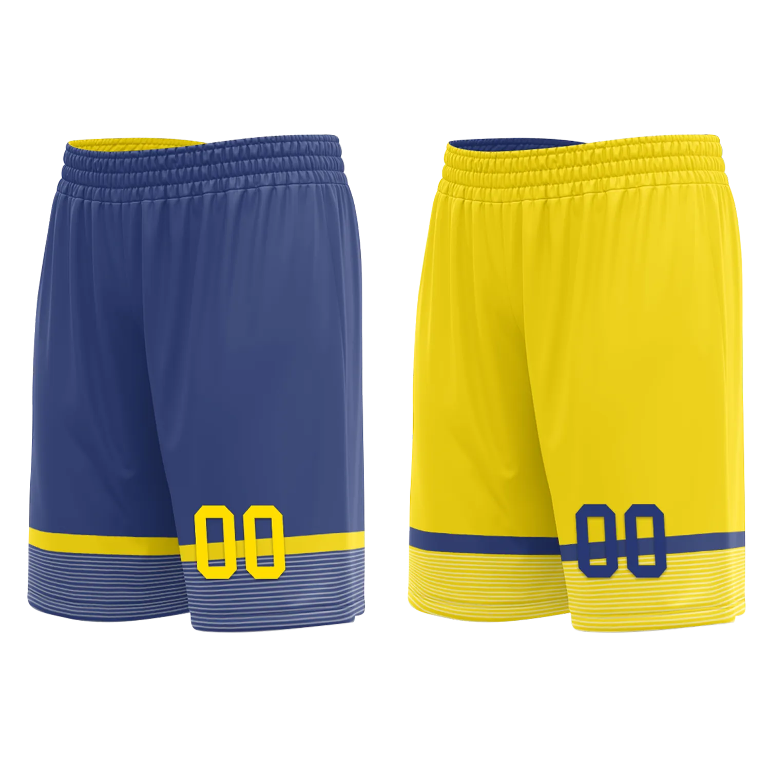 Custom Blue Yellow Classic Style Reversible Basketball Uniform Personalized Ordinary BBJR-D017003