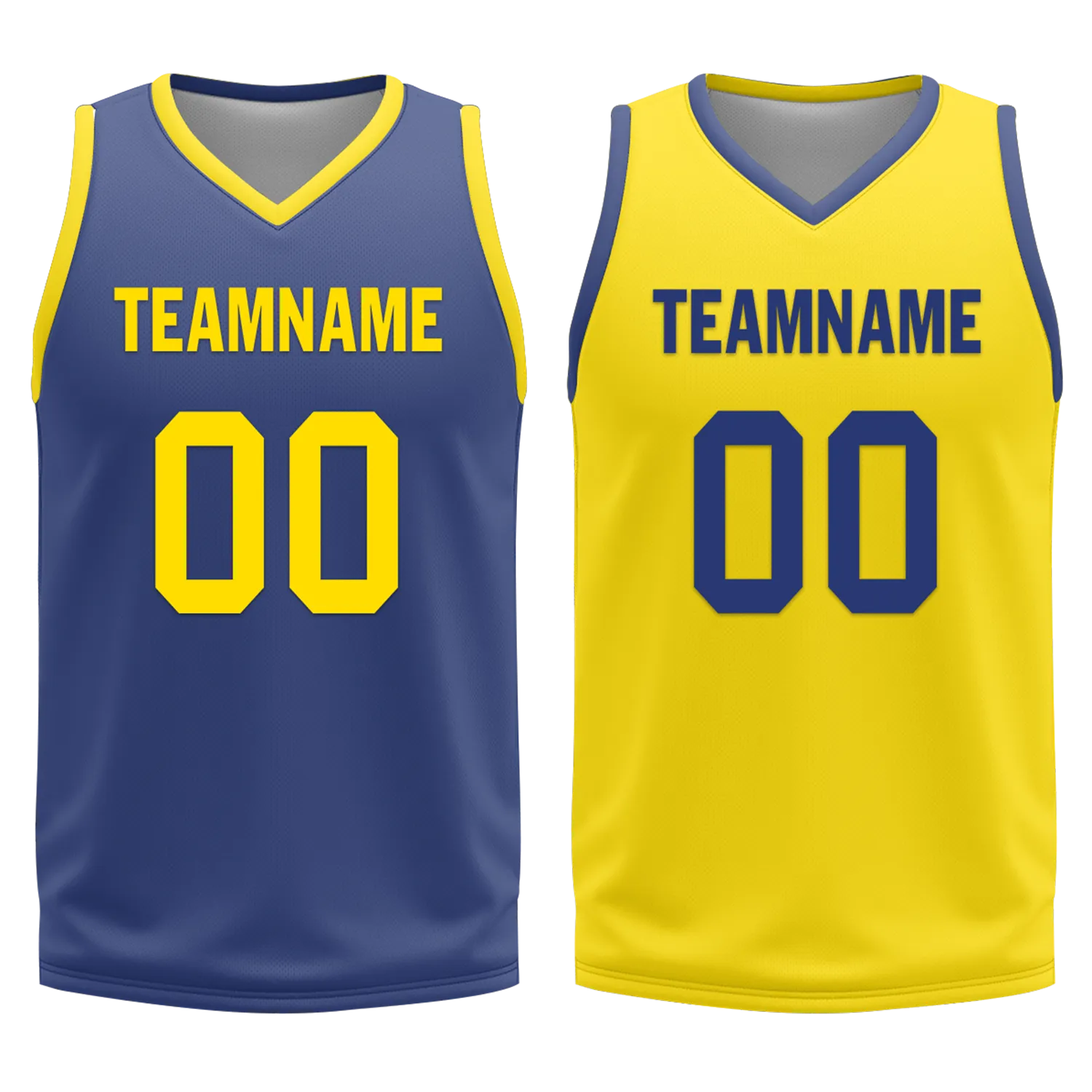 Custom Blue Yellow Classic Style Reversible Basketball Uniform Personalized Ordinary BBJR-D017003