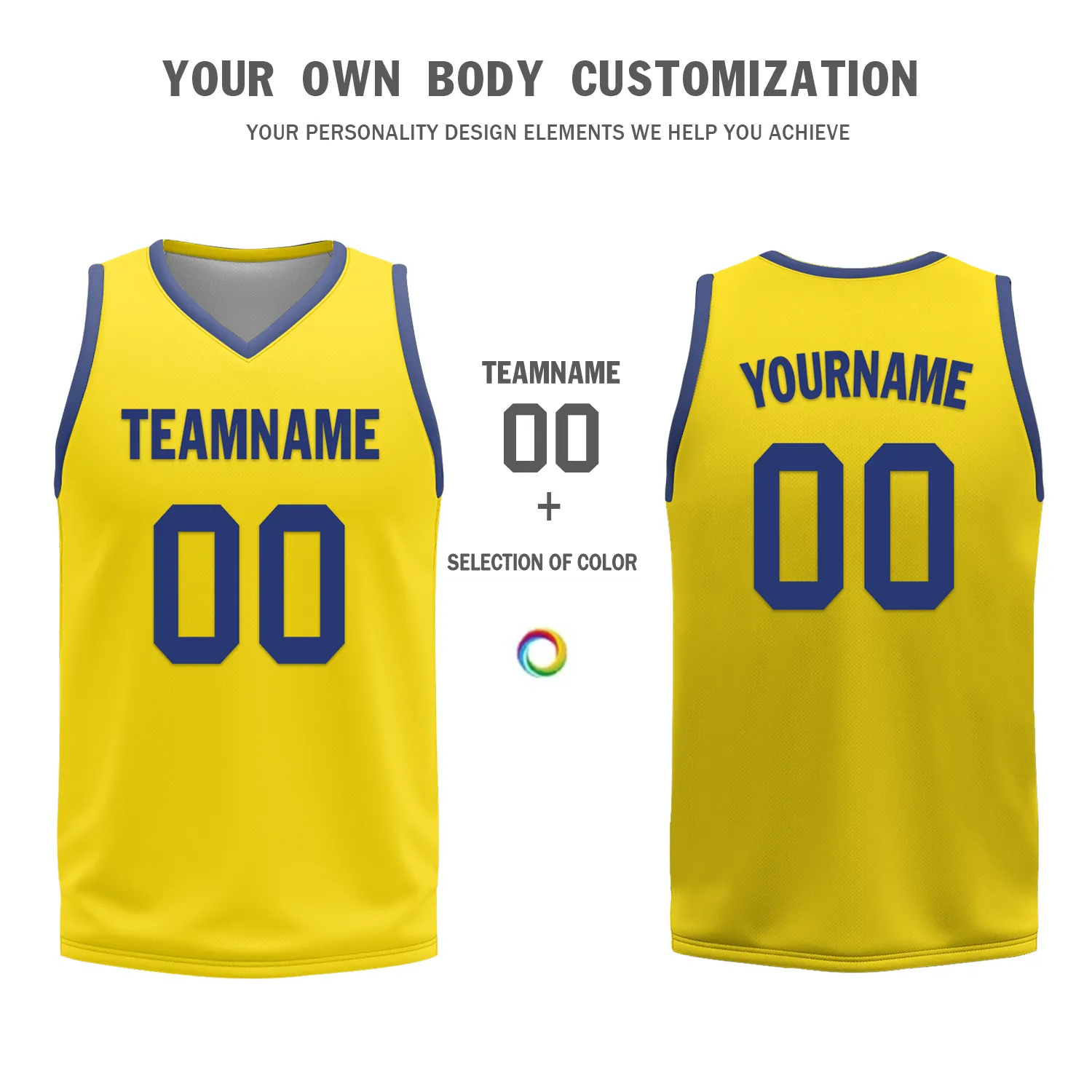 Custom Blue Yellow Classic Style Reversible Basketball Uniform Personalized Ordinary BBJR-D017003