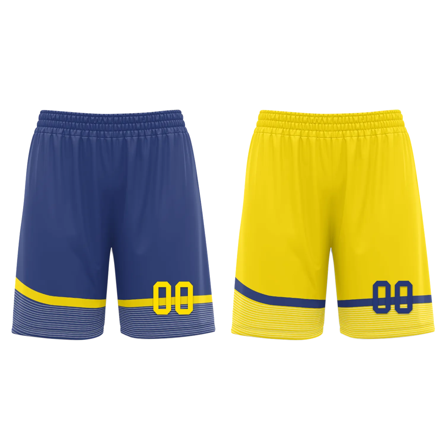 Custom Blue Yellow Classic Style Reversible Basketball Uniform Personalized Ordinary BBJR-D017003