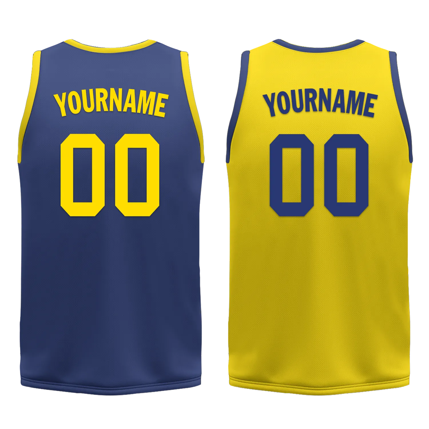 Custom Blue Yellow Classic Style Reversible Basketball Uniform Personalized Ordinary BBJR-D017003