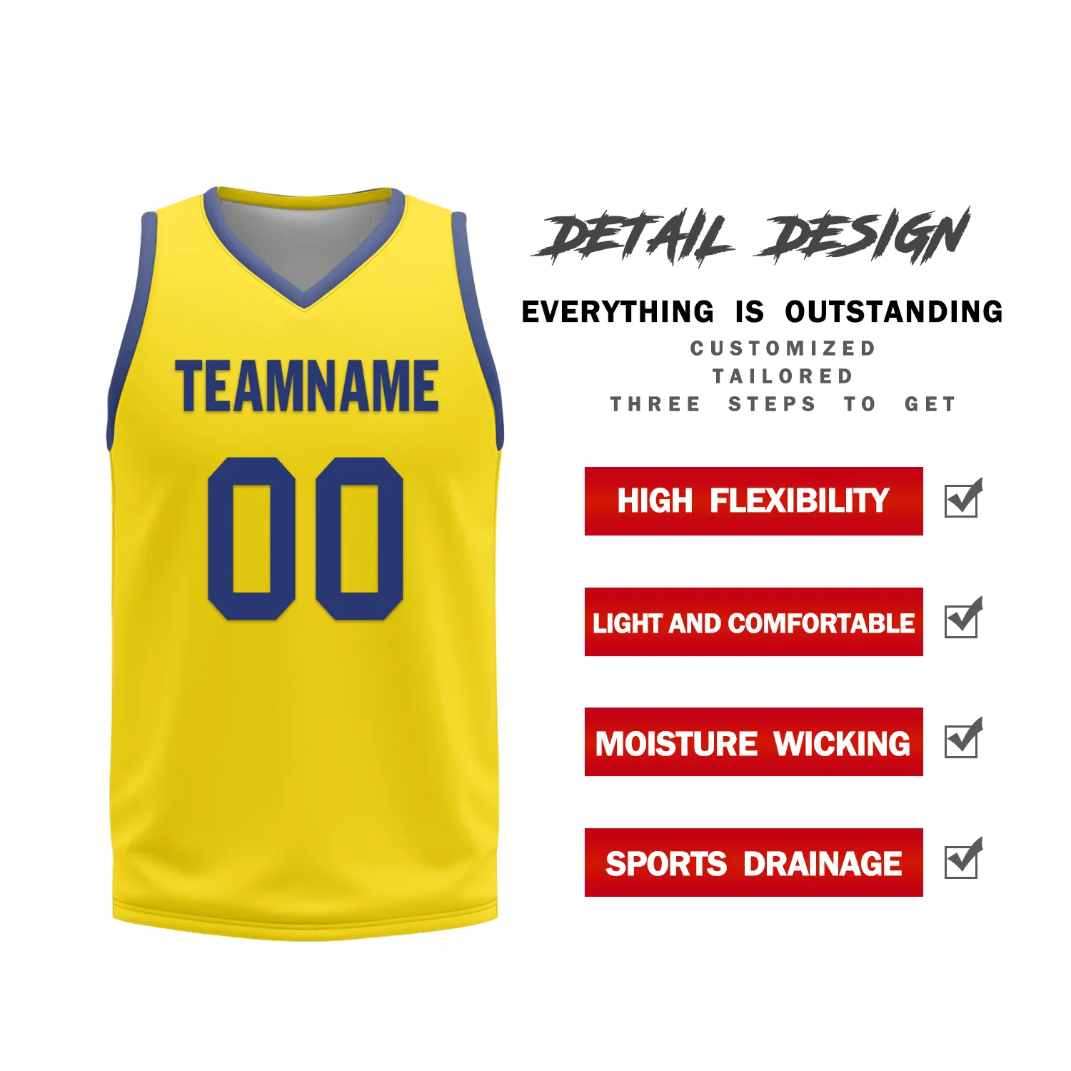 Custom Blue Yellow Classic Style Reversible Basketball Uniform Personalized Ordinary BBJR-D017003