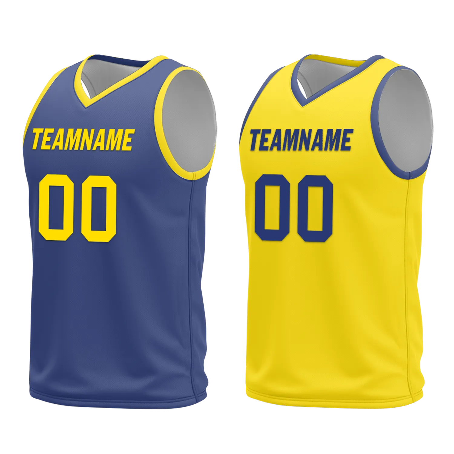 Custom Blue Yellow Classic Style Reversible Basketball Uniform Personalized Ordinary BBJR-D017003