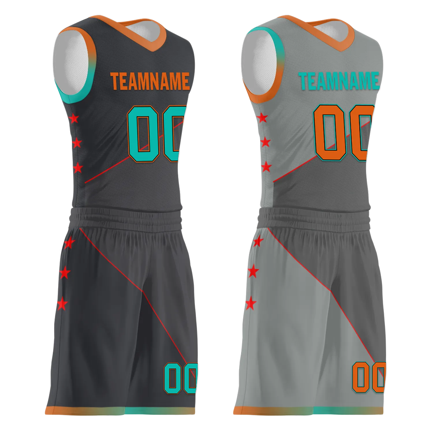 Custom Gray Classic Style Reversible Basketball Uniform Personalized COOLMAX BBJR-D017024