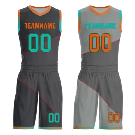 Custom Gray Classic Style Reversible Basketball Uniform Personalized COOLMAX BBJR-D017024