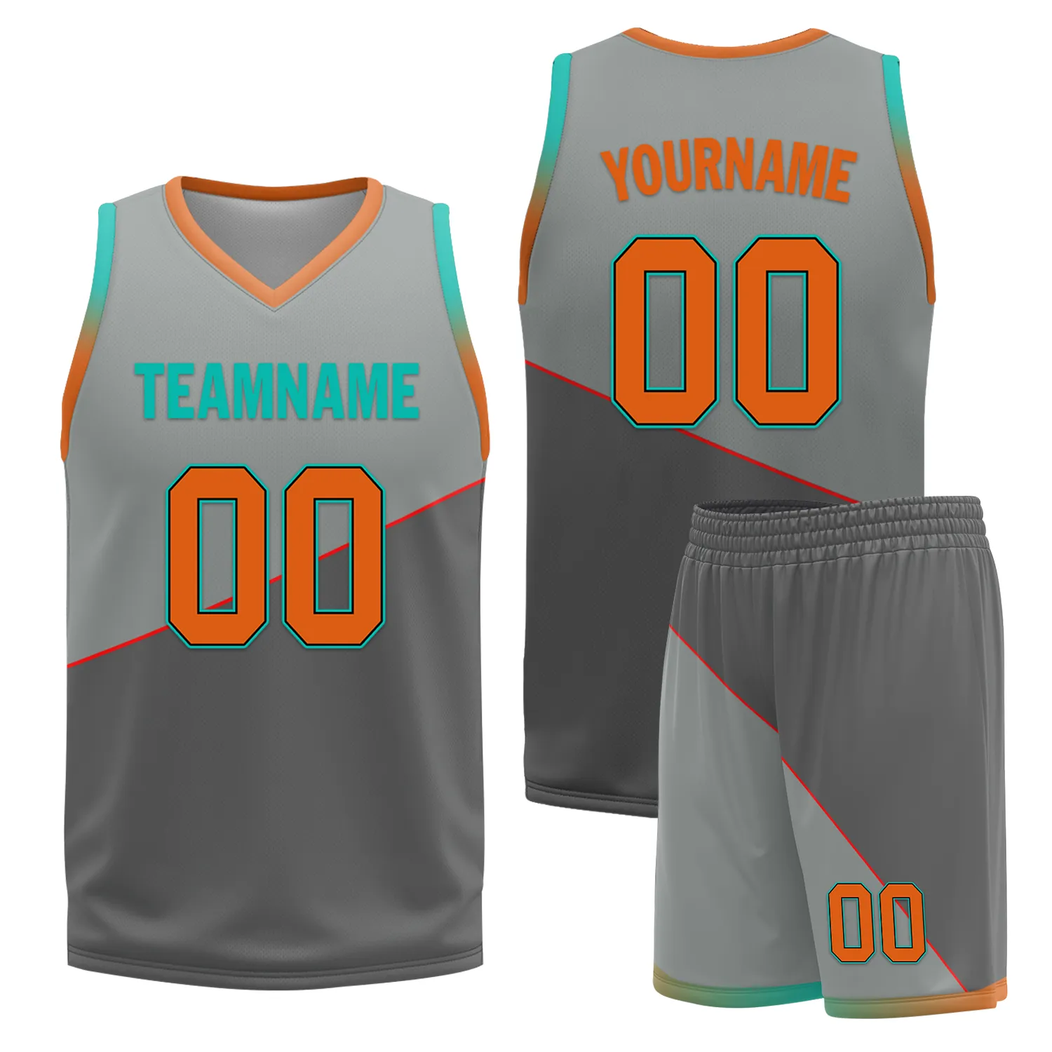 Custom Gray Classic Style Reversible Basketball Uniform Personalized COOLMAX BBJR-D017024