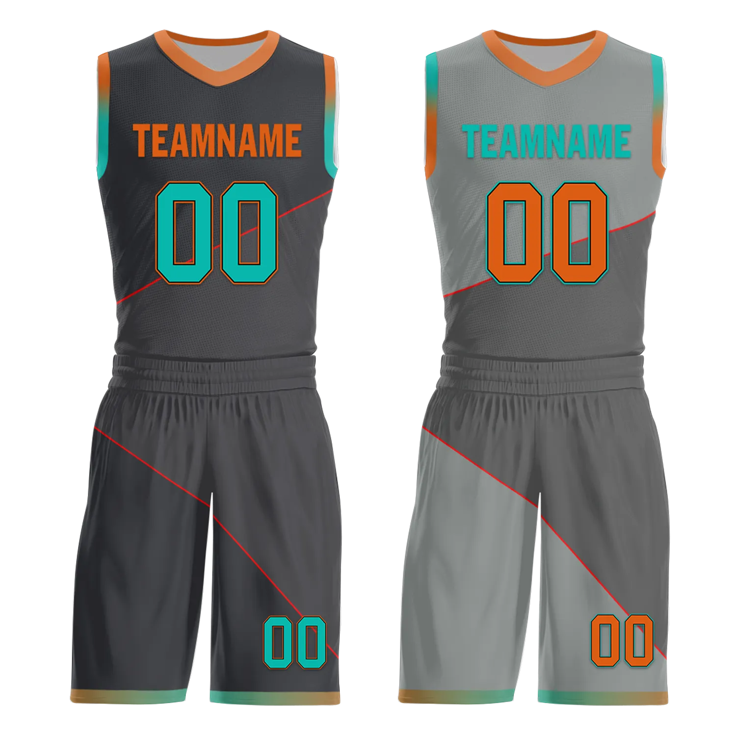 Custom Gray Classic Style Reversible Basketball Uniform Personalized COOLMAX BBJR-D017024