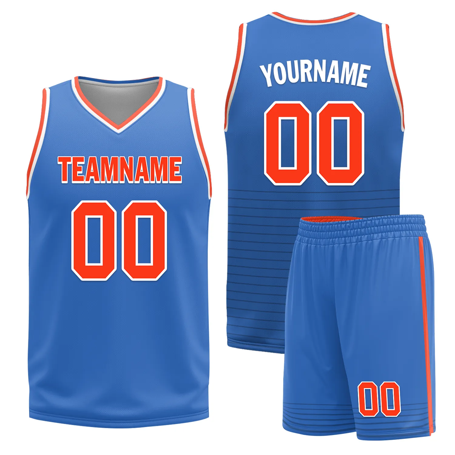 Custom Orange Blue Classic Style Reversible Basketball Uniform Personalized COOLMAX BBJR-D017040