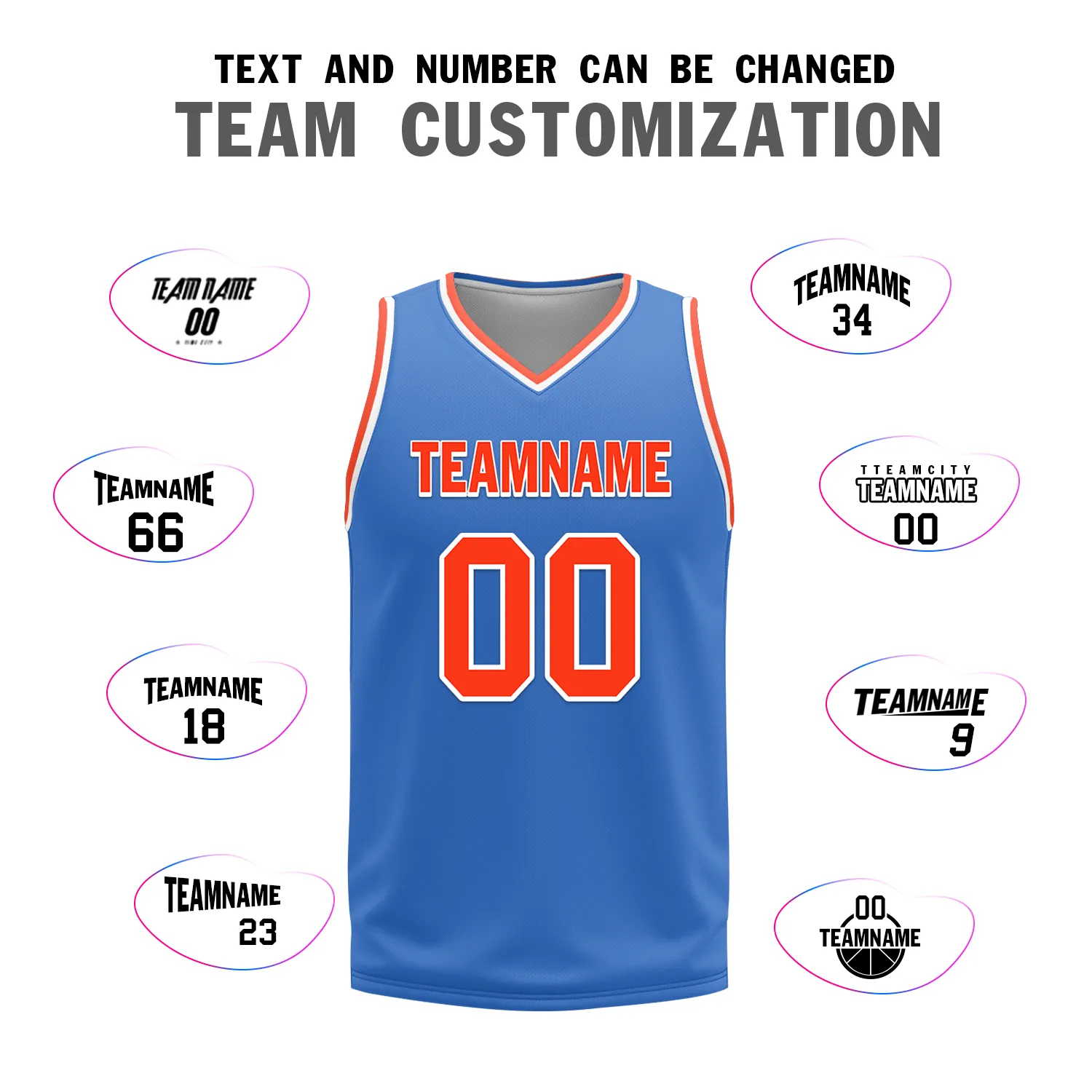 Custom Orange Blue Classic Style Reversible Basketball Uniform Personalized COOLMAX BBJR-D017040