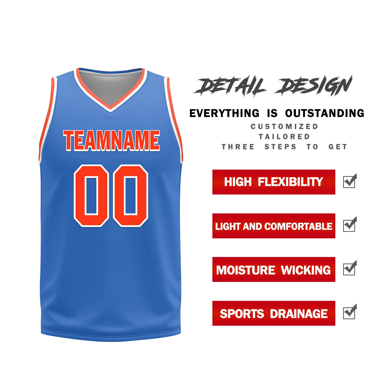 Custom Orange Blue Classic Style Reversible Basketball Uniform Personalized COOLMAX BBJR-D017040