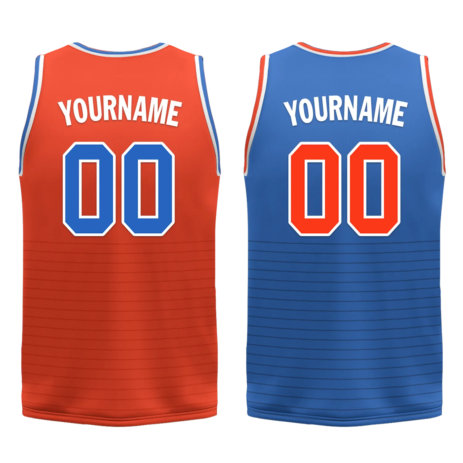 Custom Orange Blue Classic Style Reversible Basketball Uniform Personalized COOLMAX BBJR-D017040