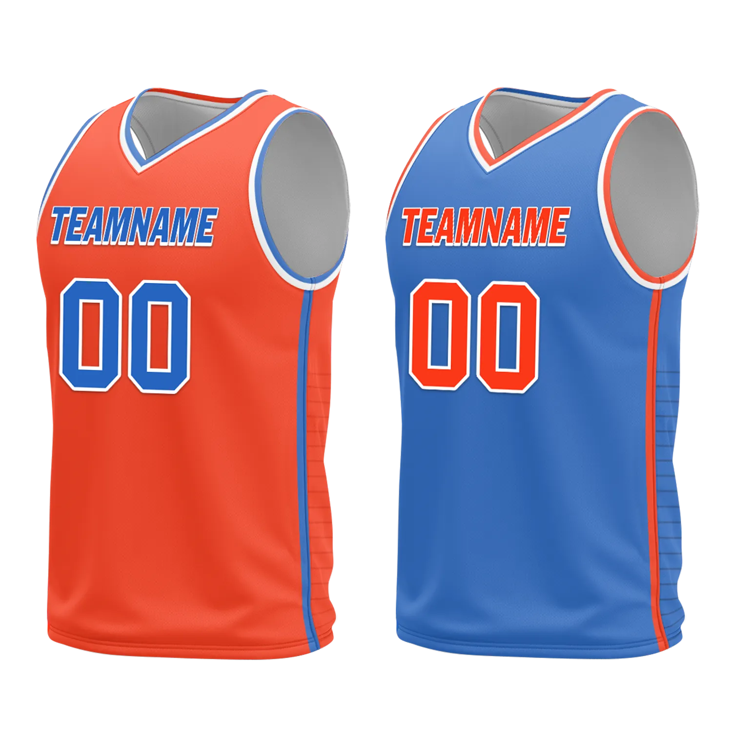 Custom Orange Blue Classic Style Reversible Basketball Uniform Personalized COOLMAX BBJR-D017040