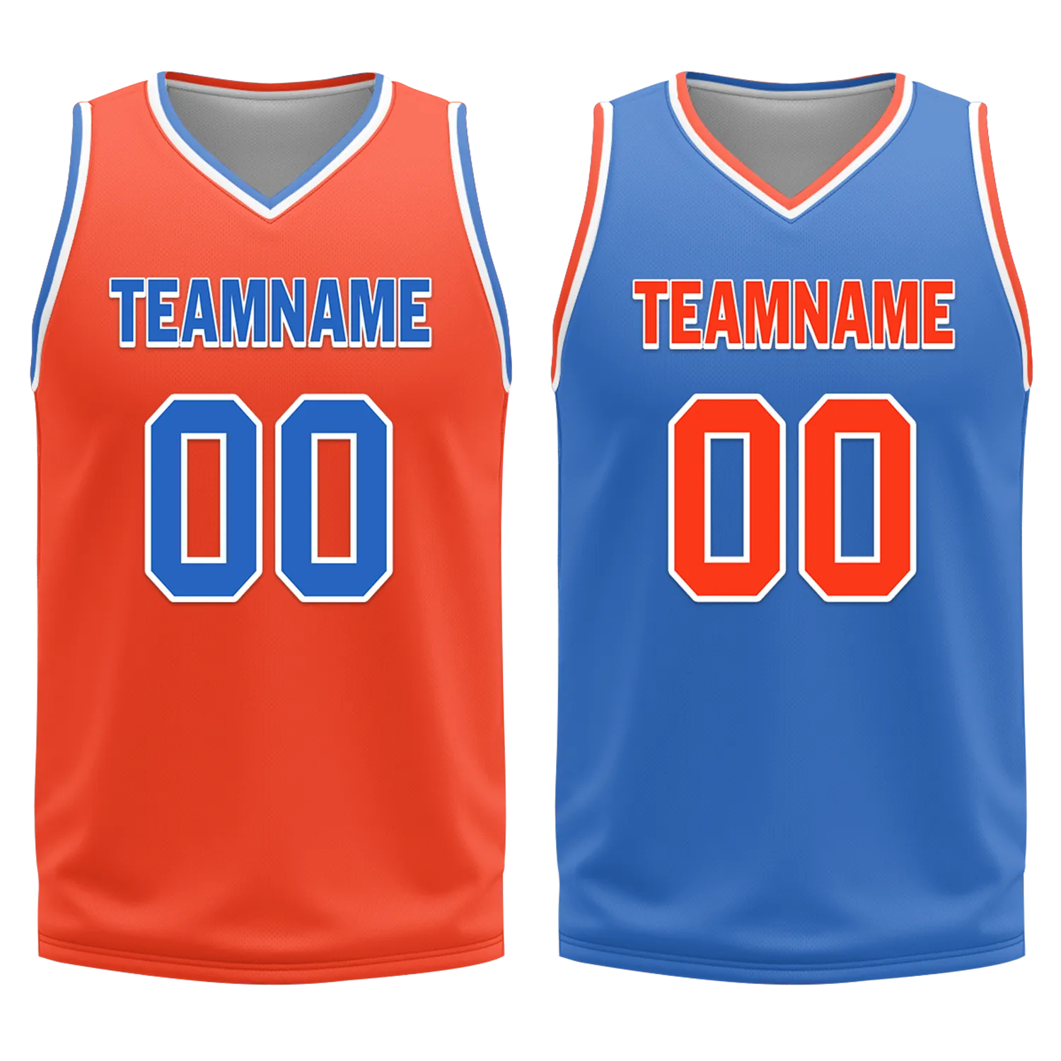 Custom Orange Blue Classic Style Reversible Basketball Uniform Personalized COOLMAX BBJR-D017040