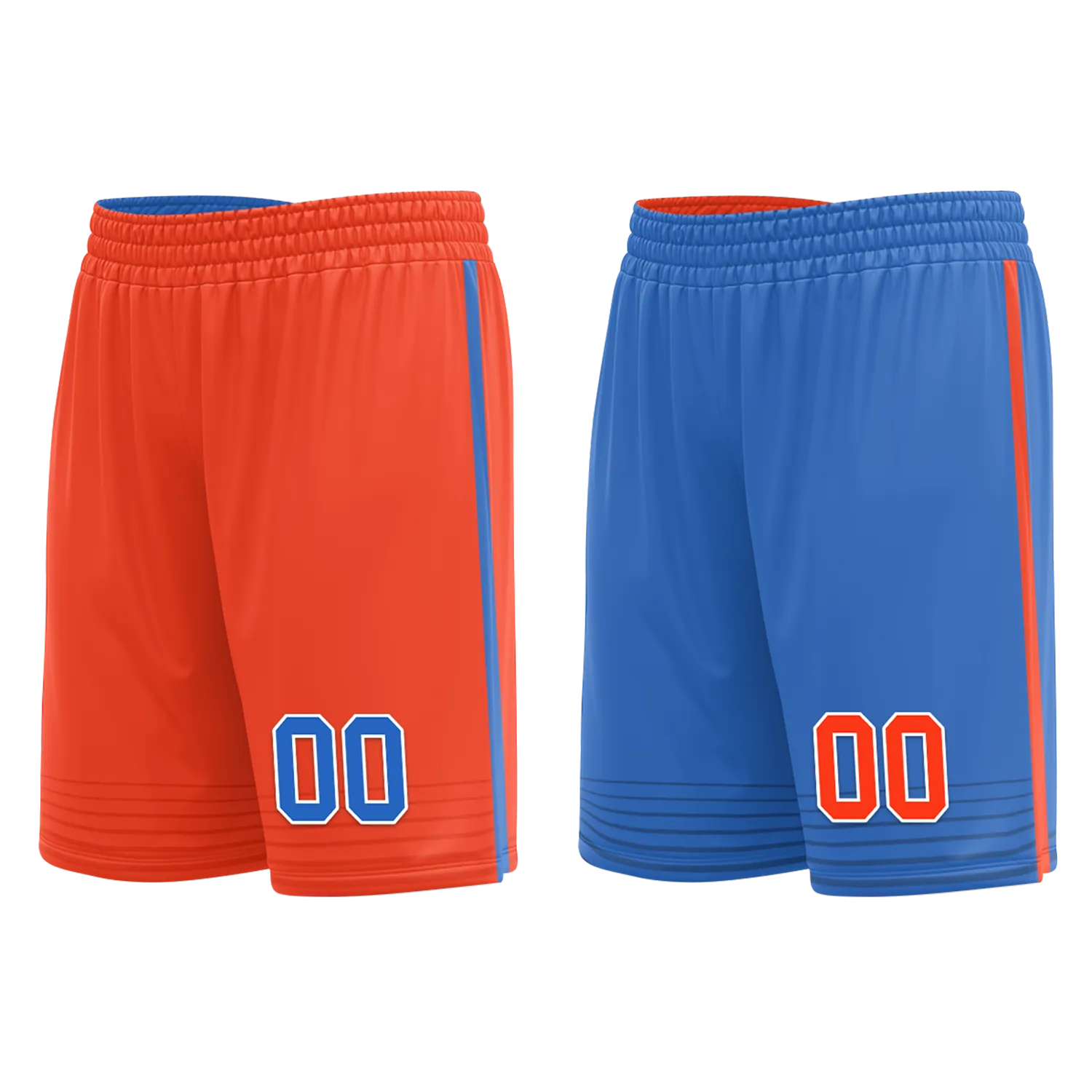 Custom Orange Blue Classic Style Reversible Basketball Uniform Personalized COOLMAX BBJR-D017040