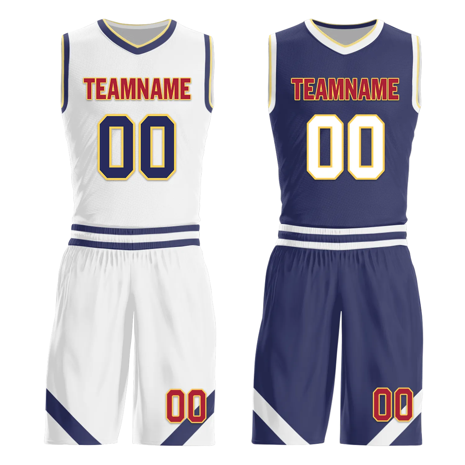 Custom White Blue Classic Style Reversible Basketball Uniform Personalized BBJR-D017030