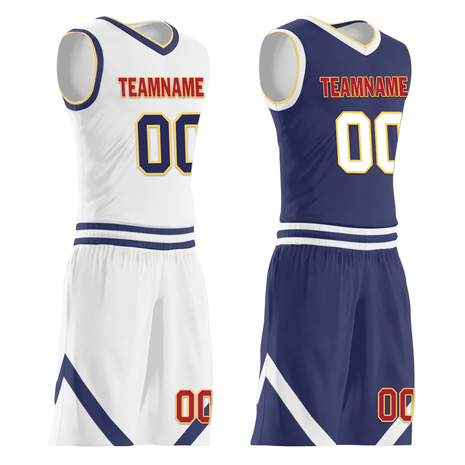 Custom White Blue Classic Style Reversible Basketball Uniform Personalized BBJR-D017030