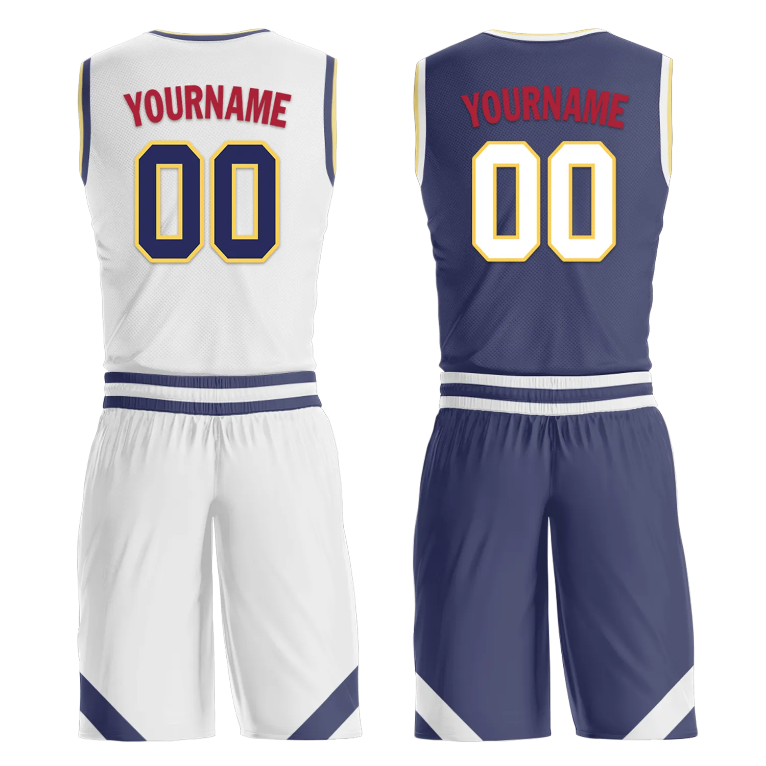 Custom White Blue Classic Style Reversible Basketball Uniform Personalized BBJR-D017030