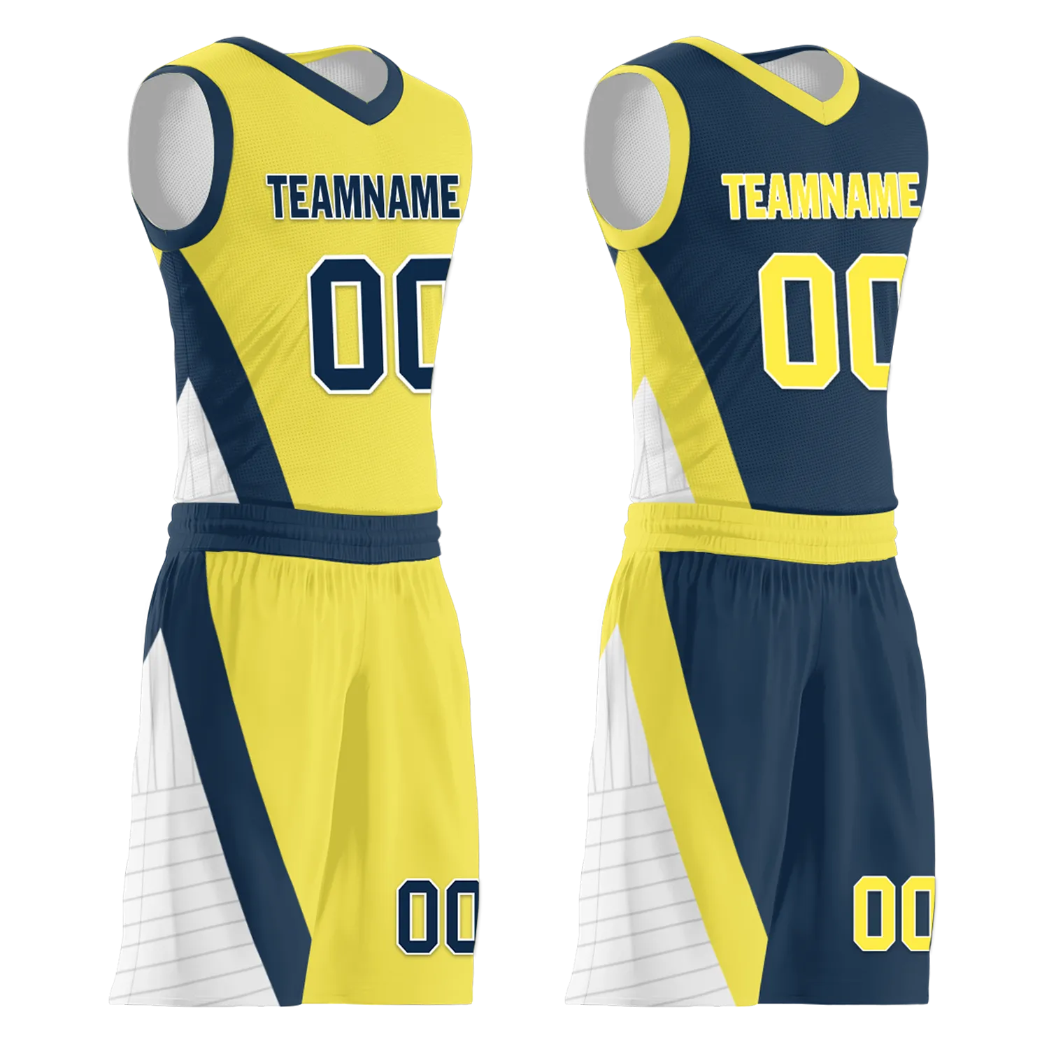 Custom Yellow Blue Classic Style Reversible Basketball Uniform Personalized Ordinary BBJR-D017060