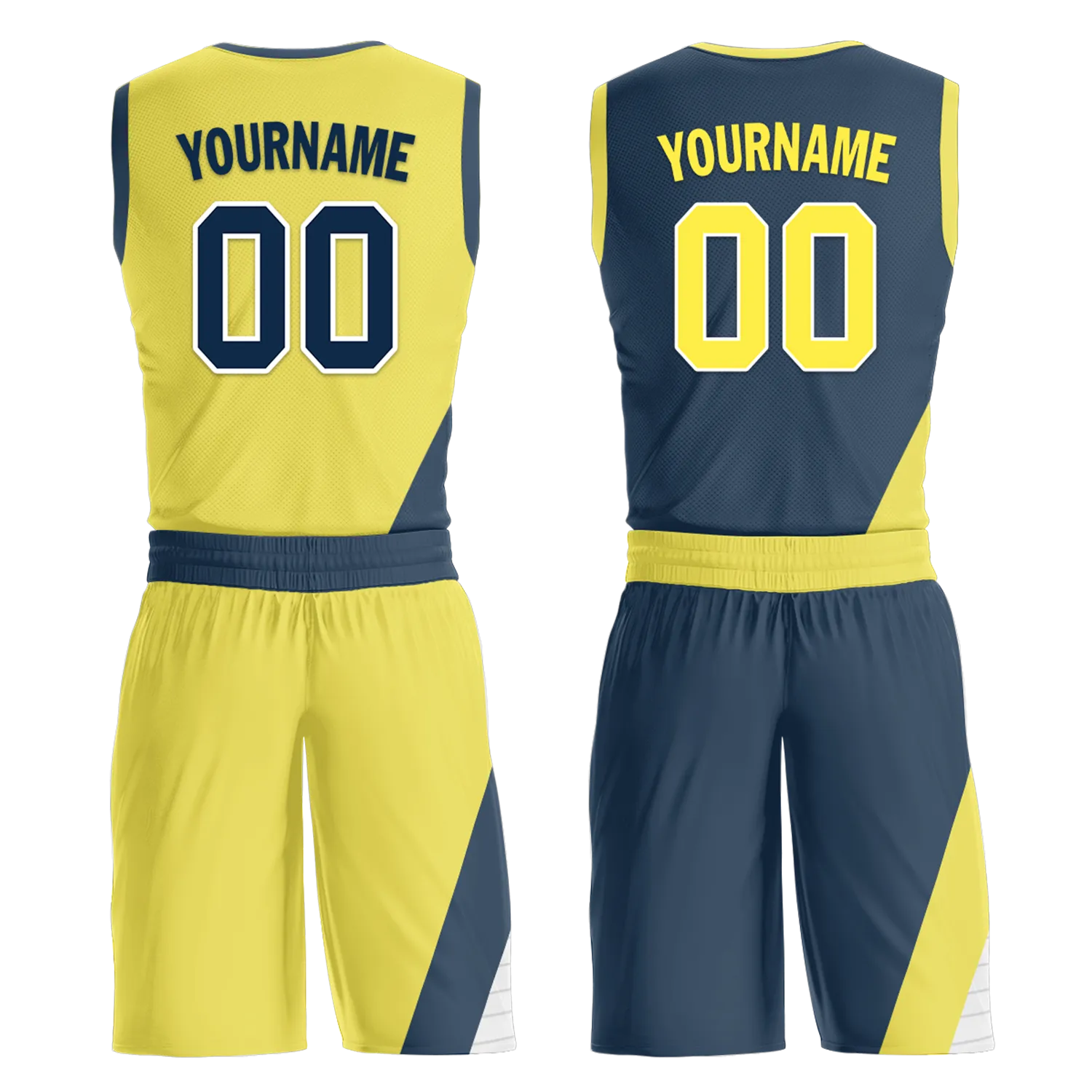 Custom Yellow Blue Classic Style Reversible Basketball Uniform Personalized Ordinary BBJR-D017060