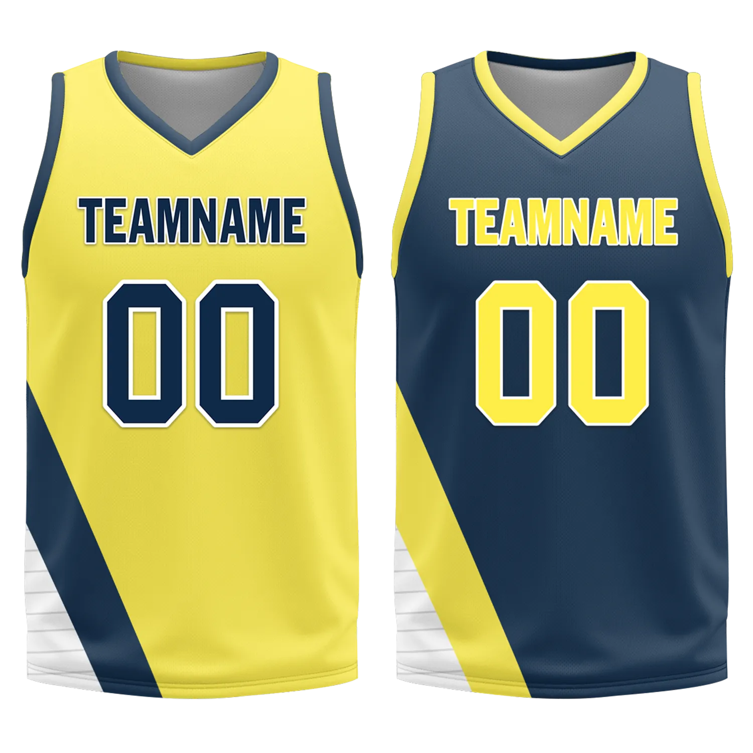 Custom Yellow Blue Classic Style Reversible Basketball Uniform Personalized Ordinary BBJR-D017060