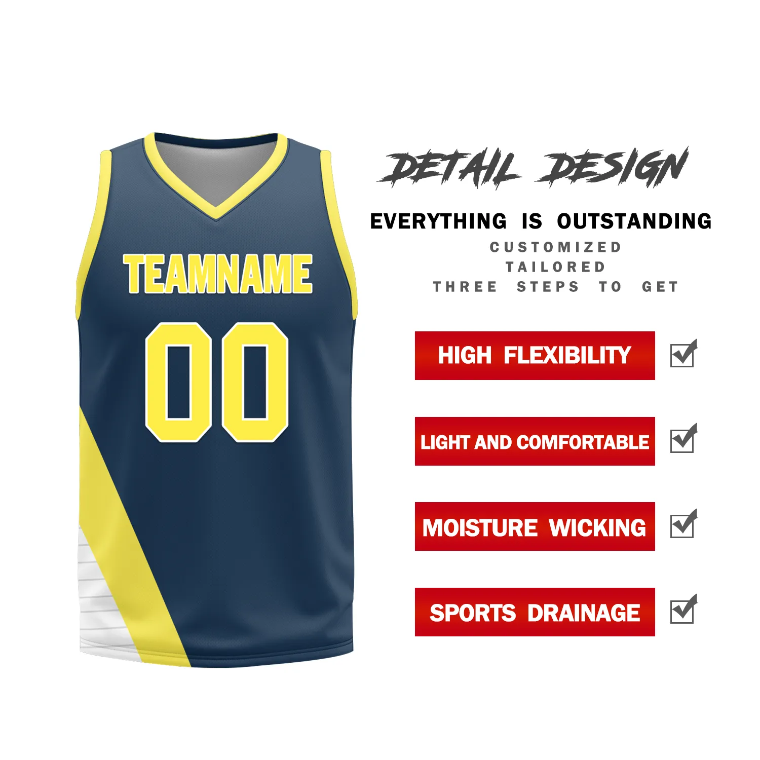 Custom Yellow Blue Classic Style Reversible Basketball Uniform Personalized Ordinary BBJR-D017060