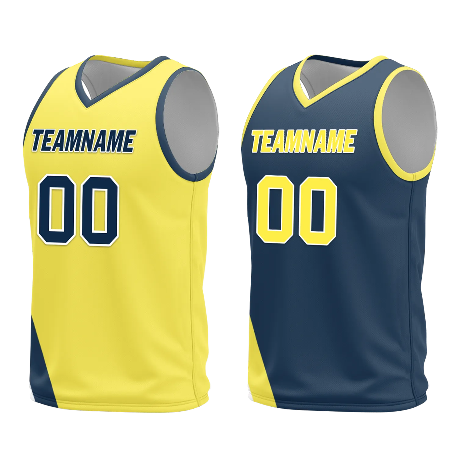 Custom Yellow Blue Classic Style Reversible Basketball Uniform Personalized Ordinary BBJR-D017060