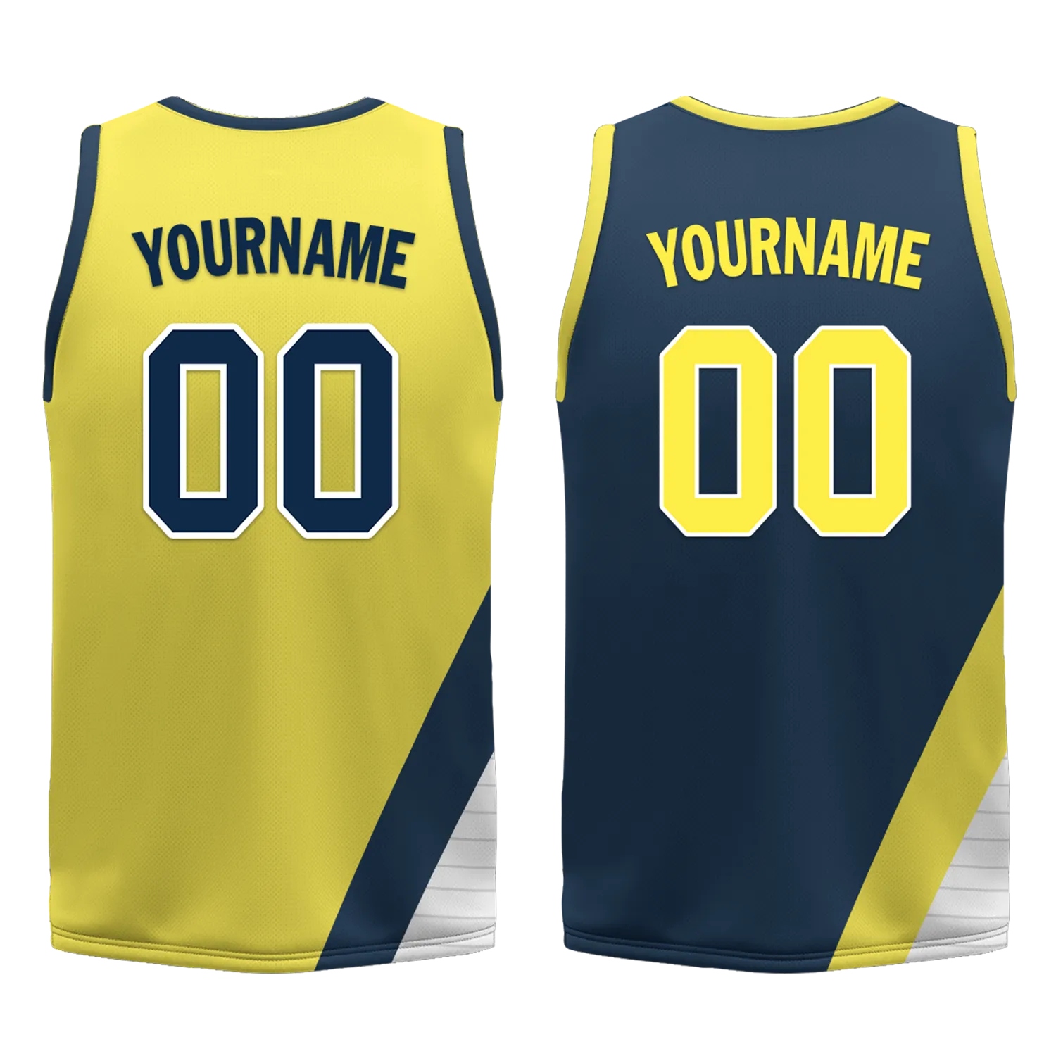 Custom Yellow Blue Classic Style Reversible Basketball Uniform Personalized Ordinary BBJR-D017060