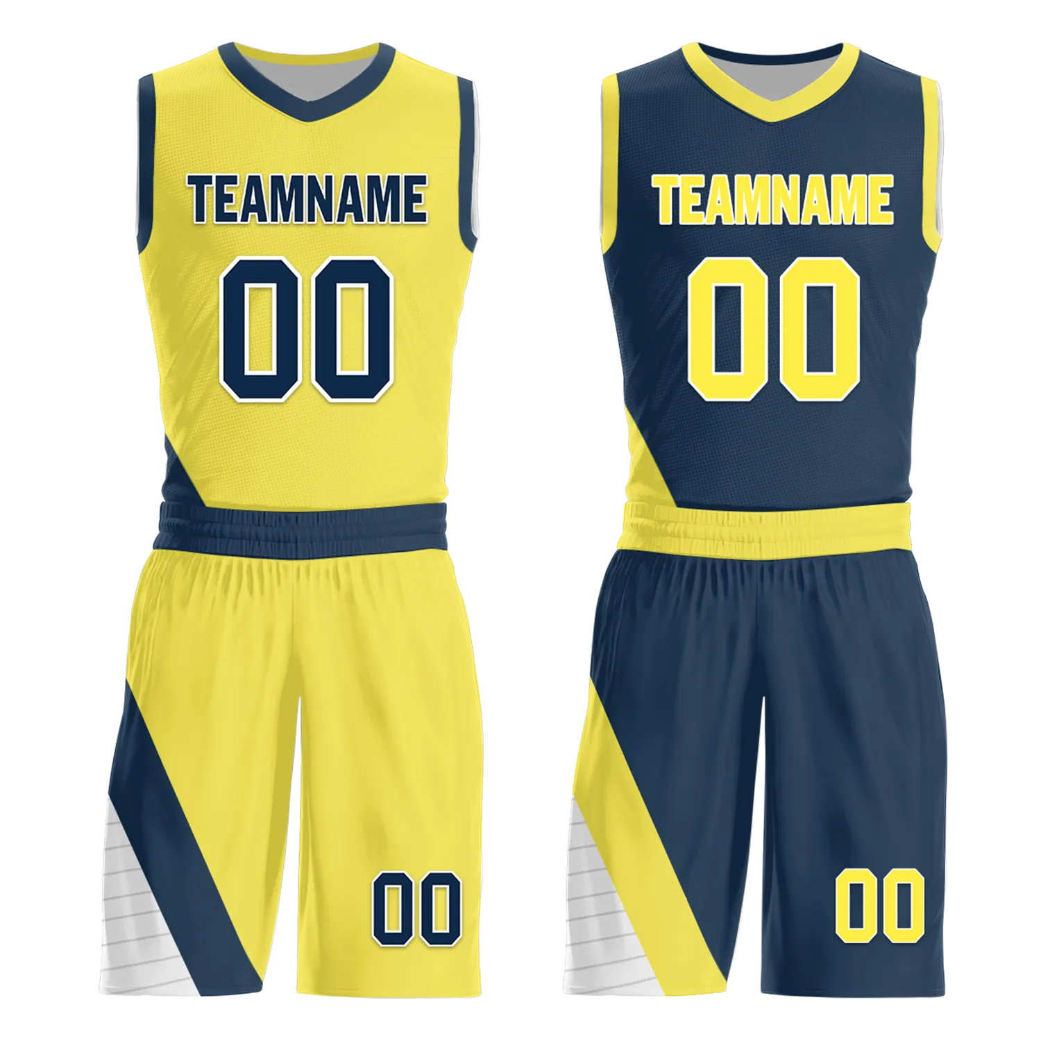 Custom Yellow Blue Classic Style Reversible Basketball Uniform Personalized Ordinary BBJR-D017060