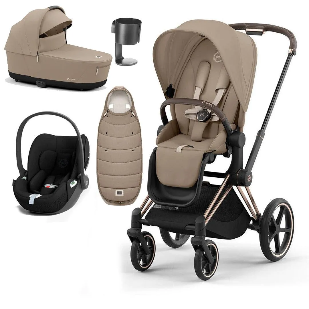 CYBEX Priam Cloud T Ultimate Travel System - Cozy Beige