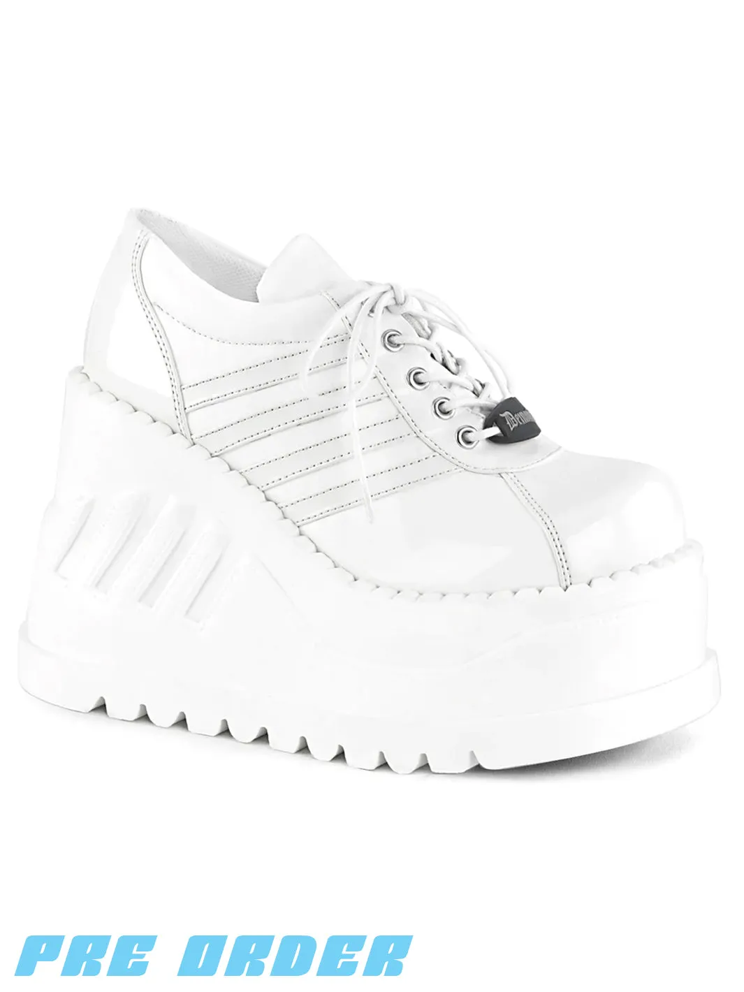 DEMONIA STOMP-08 - WHITE VEGAN LEATHER ✰ PRE ORDER ✰