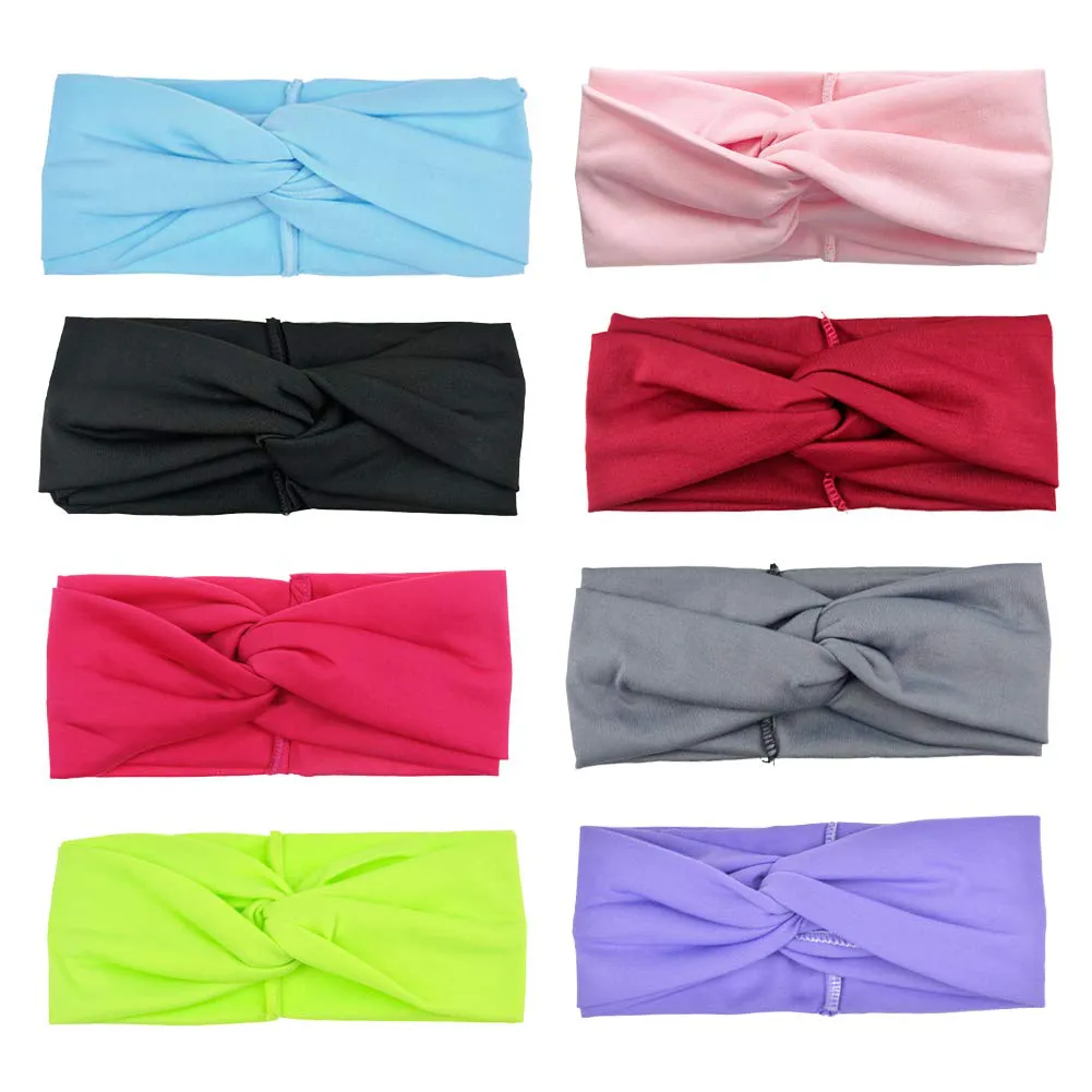 DRESHOW 8 Pack Make up Headbands for Women Knit Vintage Cross Elastic Head Wrap Hair Accessories