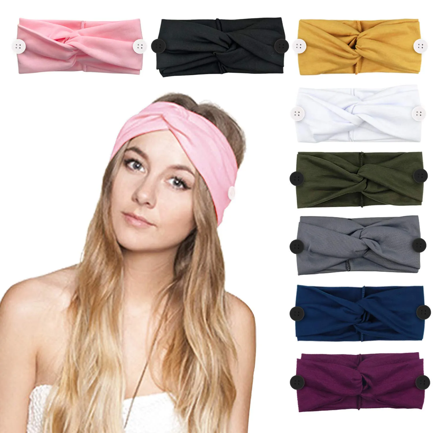 DRESHOW 8 Pack Make up Headbands for Women Knit Vintage Cross Elastic Head Wrap Hair Accessories