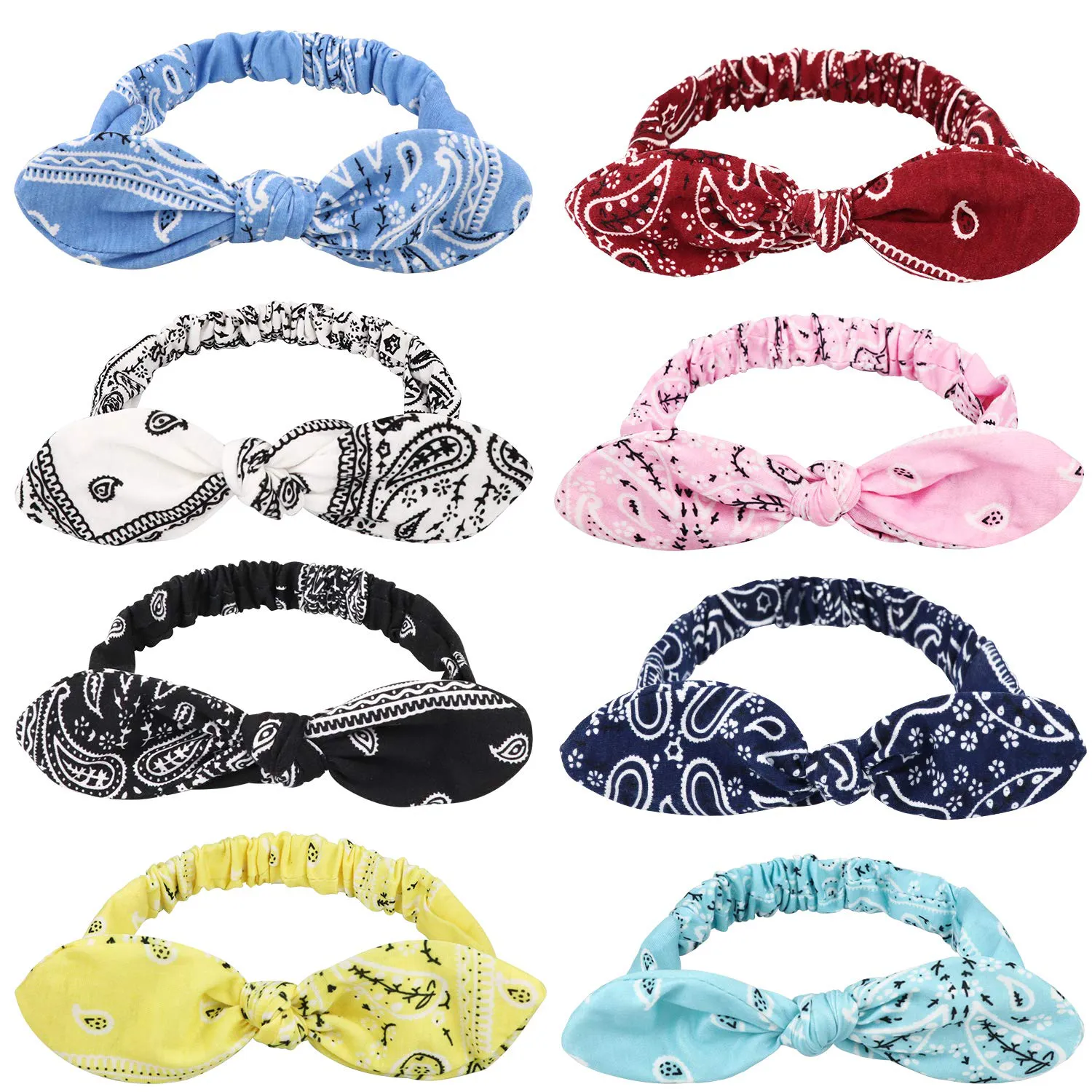 DRESHOW 8 Pack Make up Headbands for Women Knit Vintage Cross Elastic Head Wrap Hair Accessories