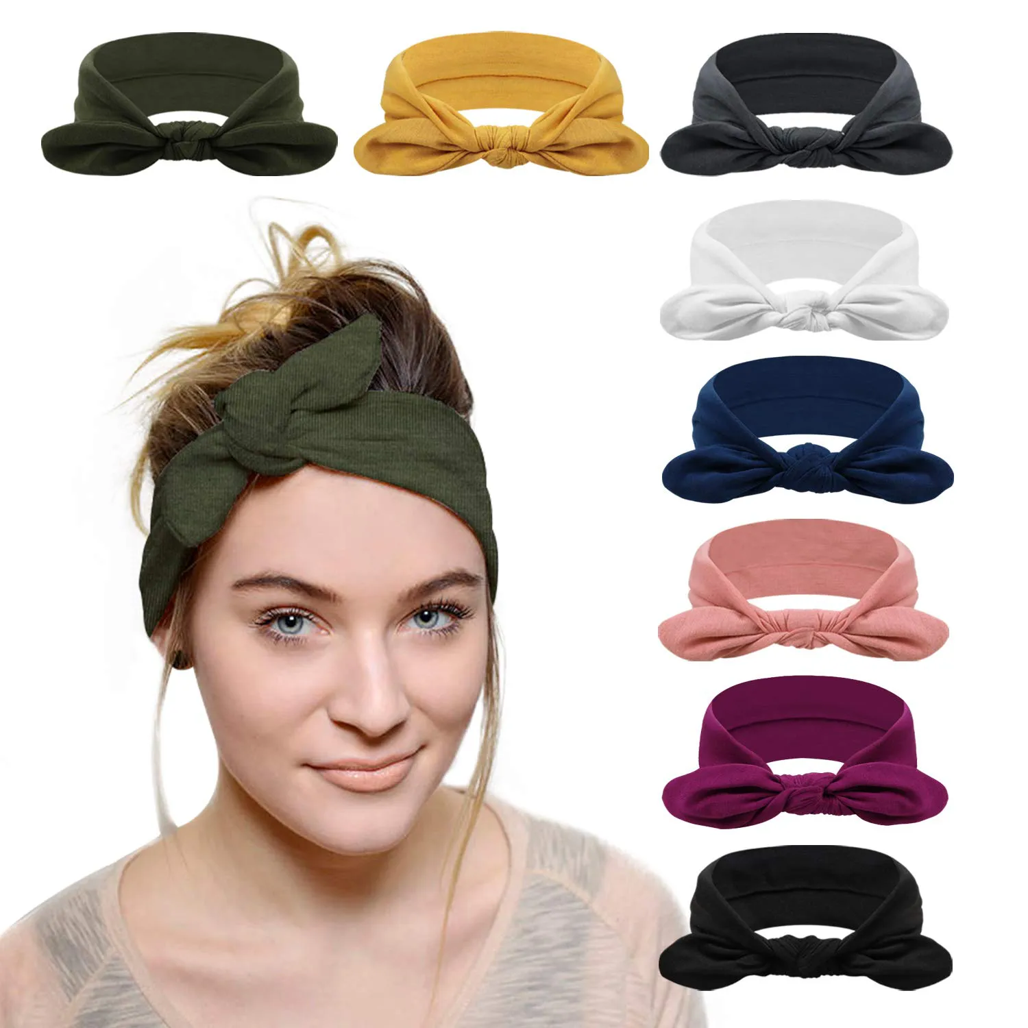 DRESHOW 8 Pack Make up Headbands for Women Knit Vintage Cross Elastic Head Wrap Hair Accessories