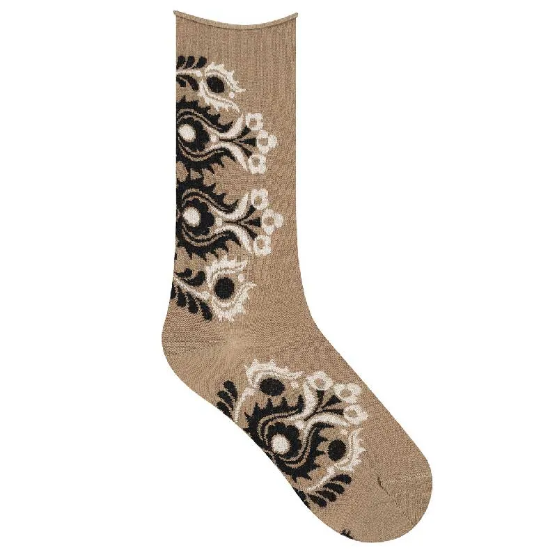 Fine Wool Folk Socks Beige