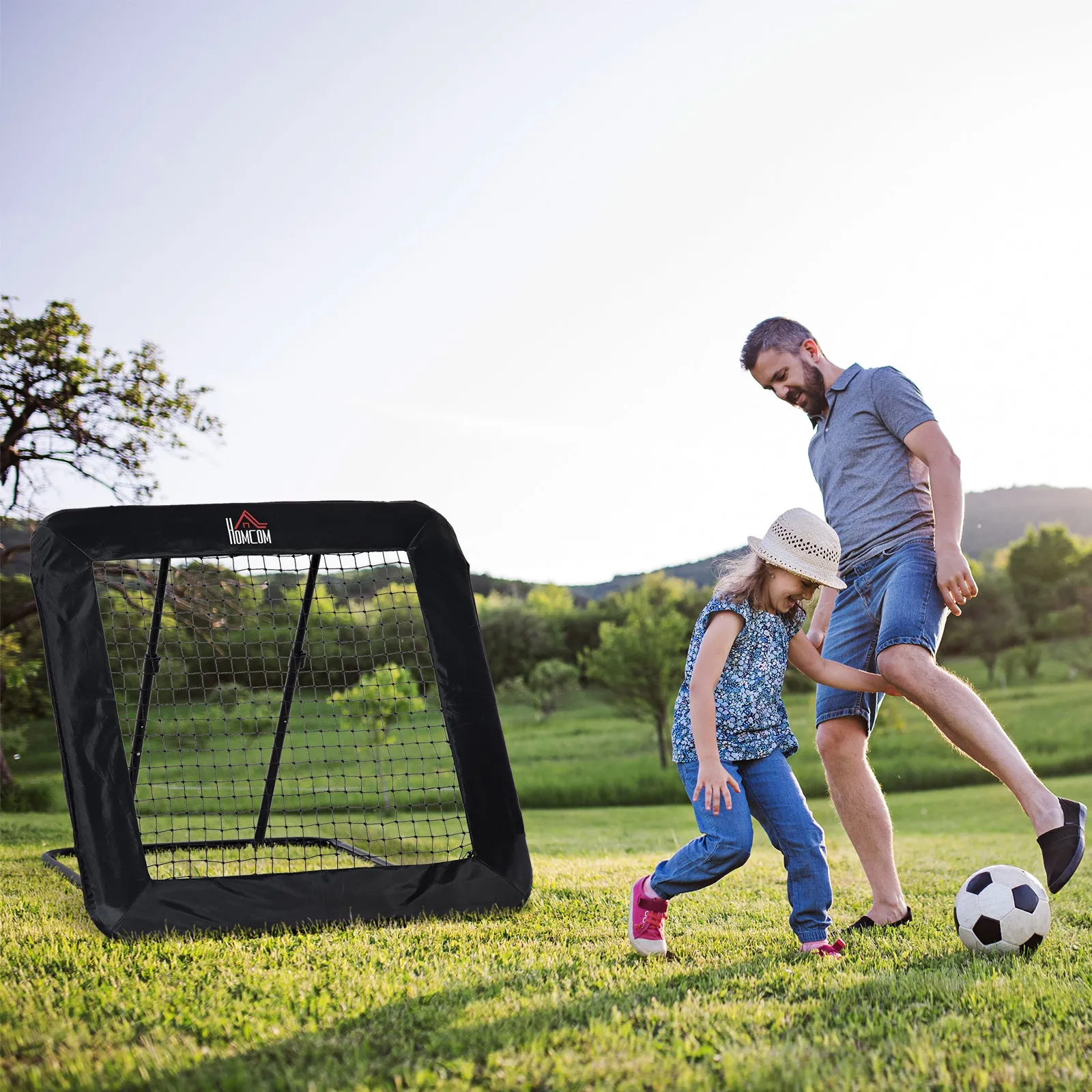 Football Training Net, Adjustable Angle Pitch Back Training Rebounder Net, Target Goal w/ Quick Folding Design