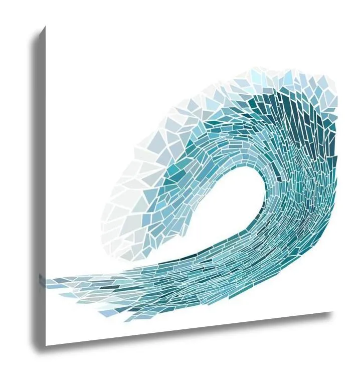 Gallery Wrapped Canvas, Illustration Mosaic Of Wave With Foam