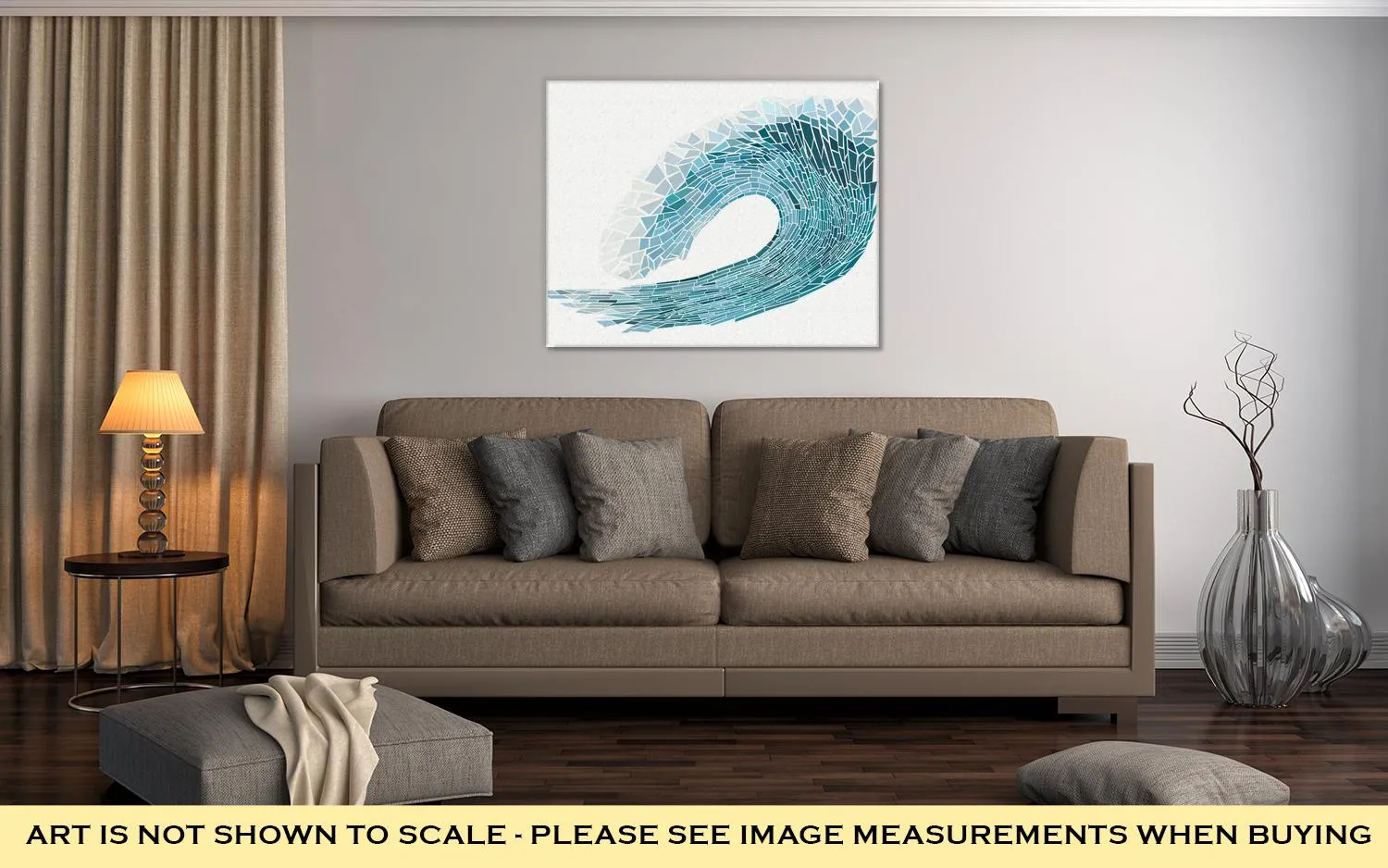 Gallery Wrapped Canvas, Illustration Mosaic Of Wave With Foam