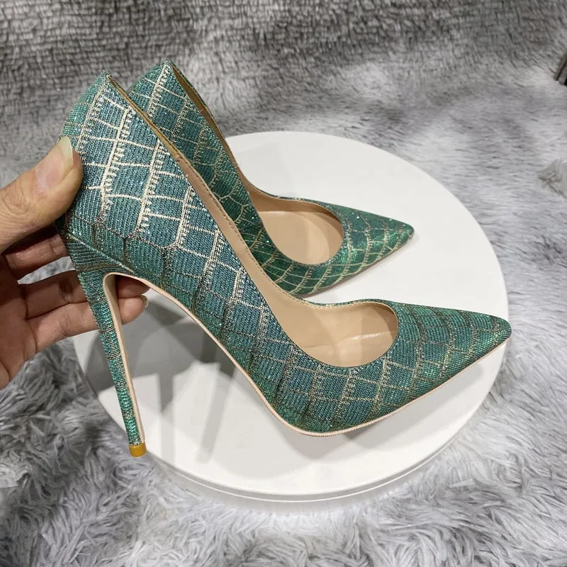 Glitter Embossed Crocodile Effect Stiletto Pumps